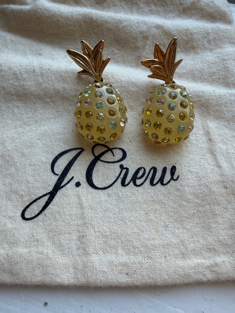 J. Crew Yellow Pineapple Crystal Drop Earrings